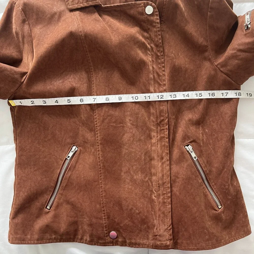 Miami Brown Suede Zippered Jacket Coat Size Medium - Picture 6 of 8